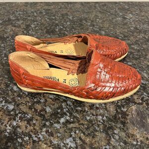 Women's Brown Leather Woven Sandals